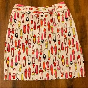 Sandra a-line mini pencil skirt Size 6 fashion shoe print design stretch…